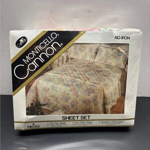 Vintage Cannon Monticello 4 Piece Complete Full Sheet Set Floral